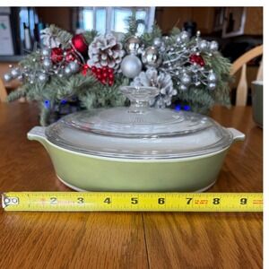 Corning Ware Avocado Green P-708½-B 1.5 QT Round Skillet w/ Lid Vintage USA